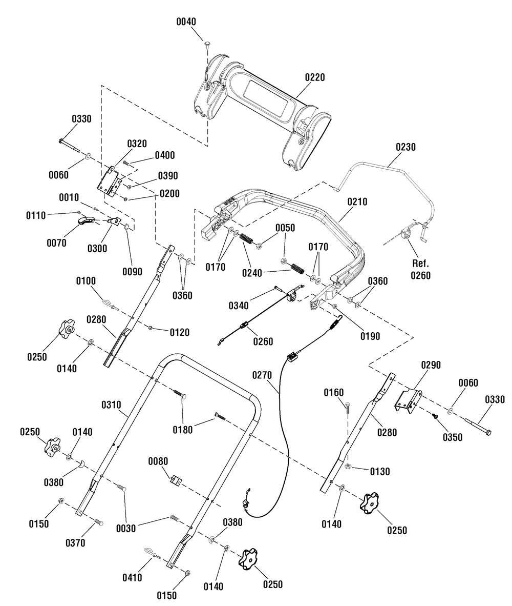 Handles Group (7501823) Diagram and Parts List for 7800808-JS36 2011 Briggs and Stratton Lawn Mower